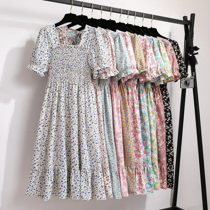 Summer Pleated Chiffon Midi Dress
