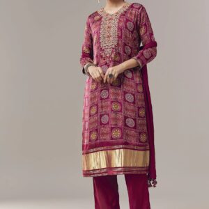kurta-set-in-bandhani-print-with-embroidered